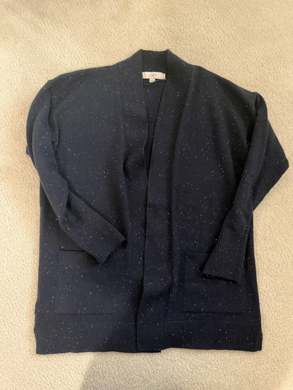 Loft White Speckled Navy Cardigan in MP